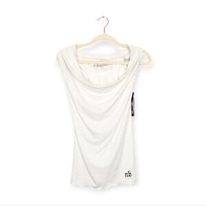 NWT Nikki Beach White Cowl Neck Racerback Tank Top